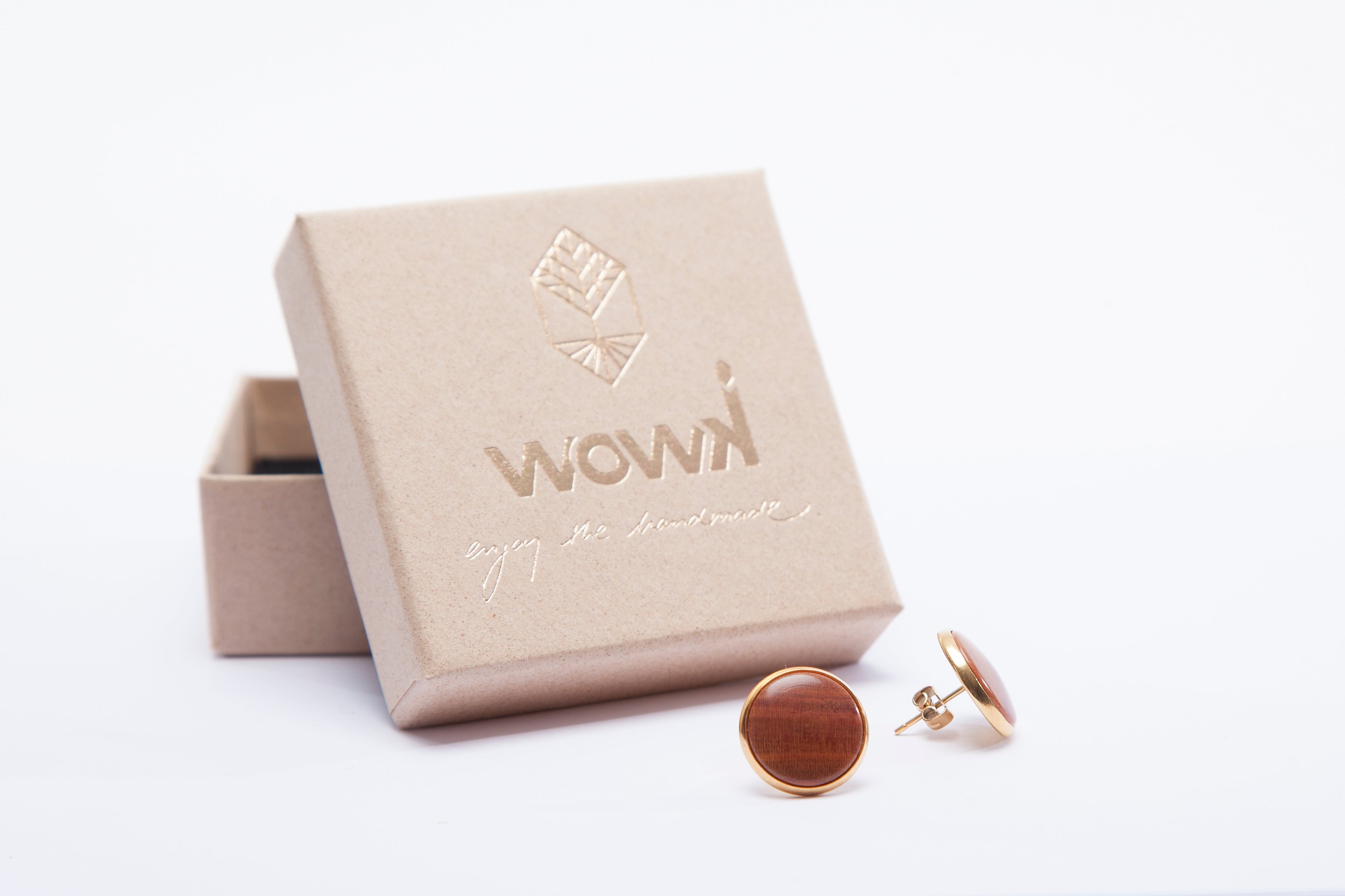 Ohrringe Gold mit Pflaumenholz von wowki