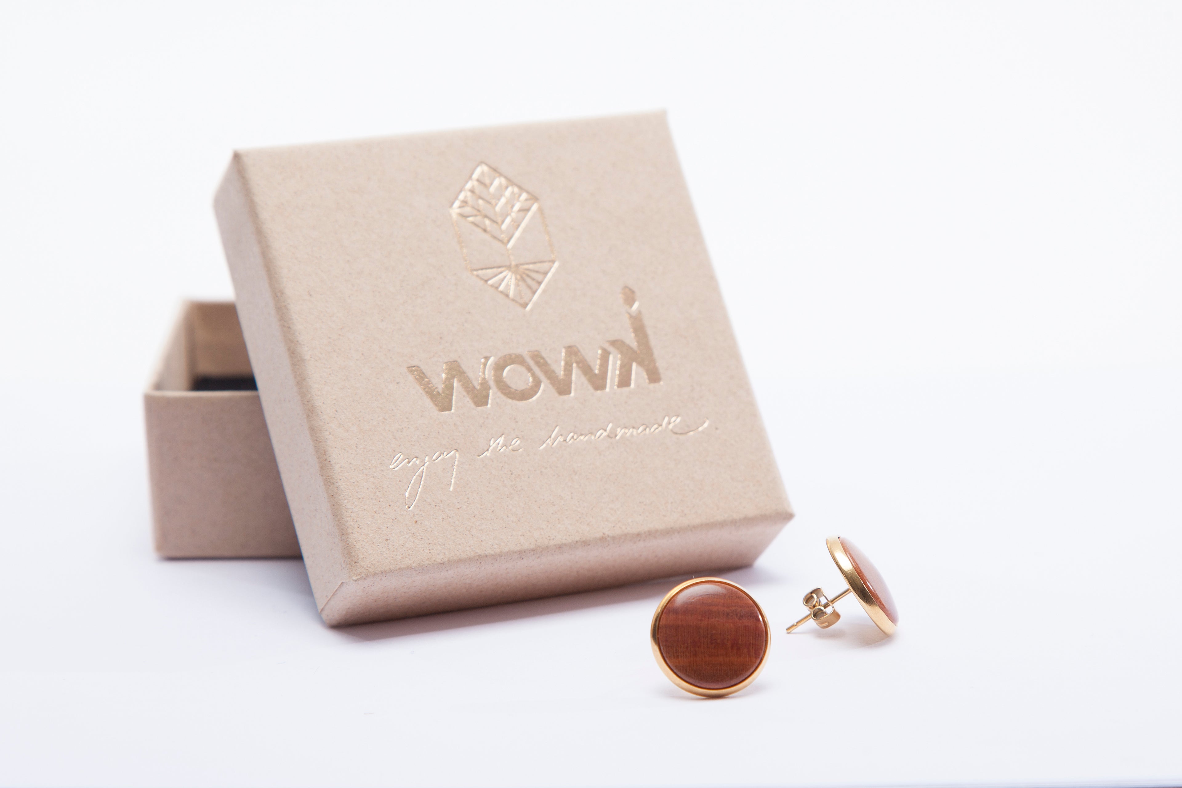Ohrringe Gold mit Pflaumenholz von wowki
