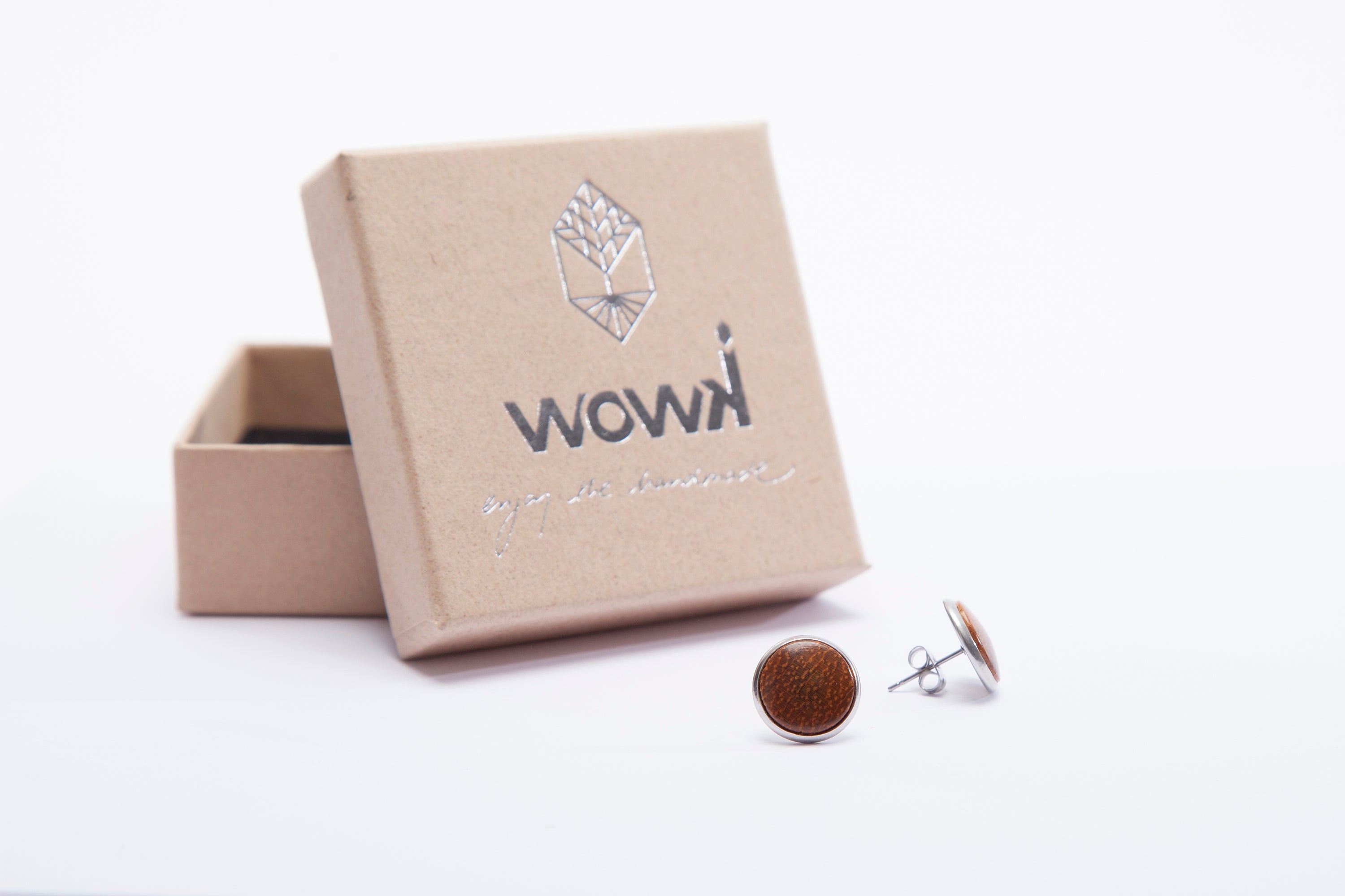 Ohrringe Silber mit Teakholz von wowki