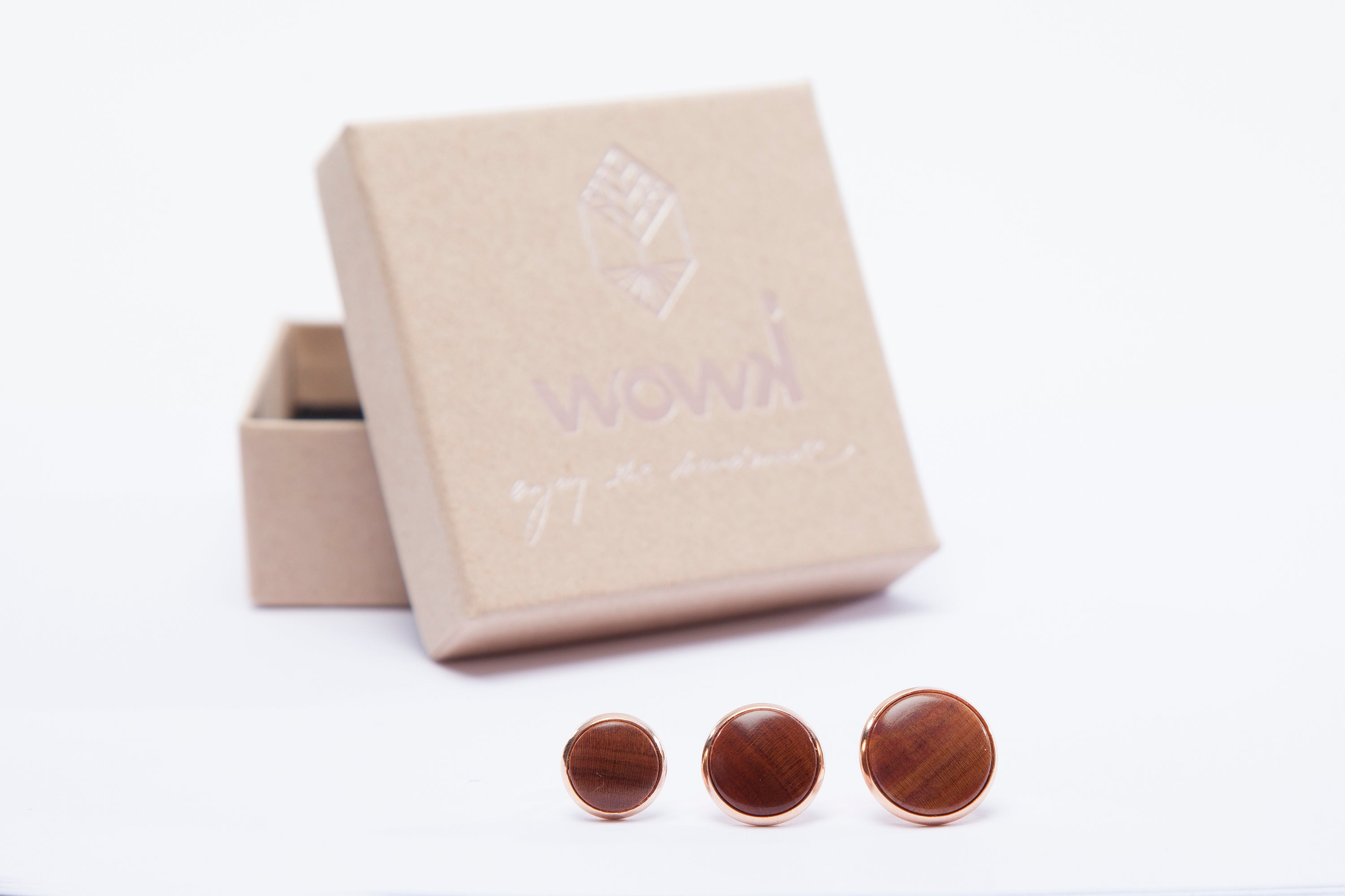 Ohrringe Roségold mit Pflaumenholz von wowki