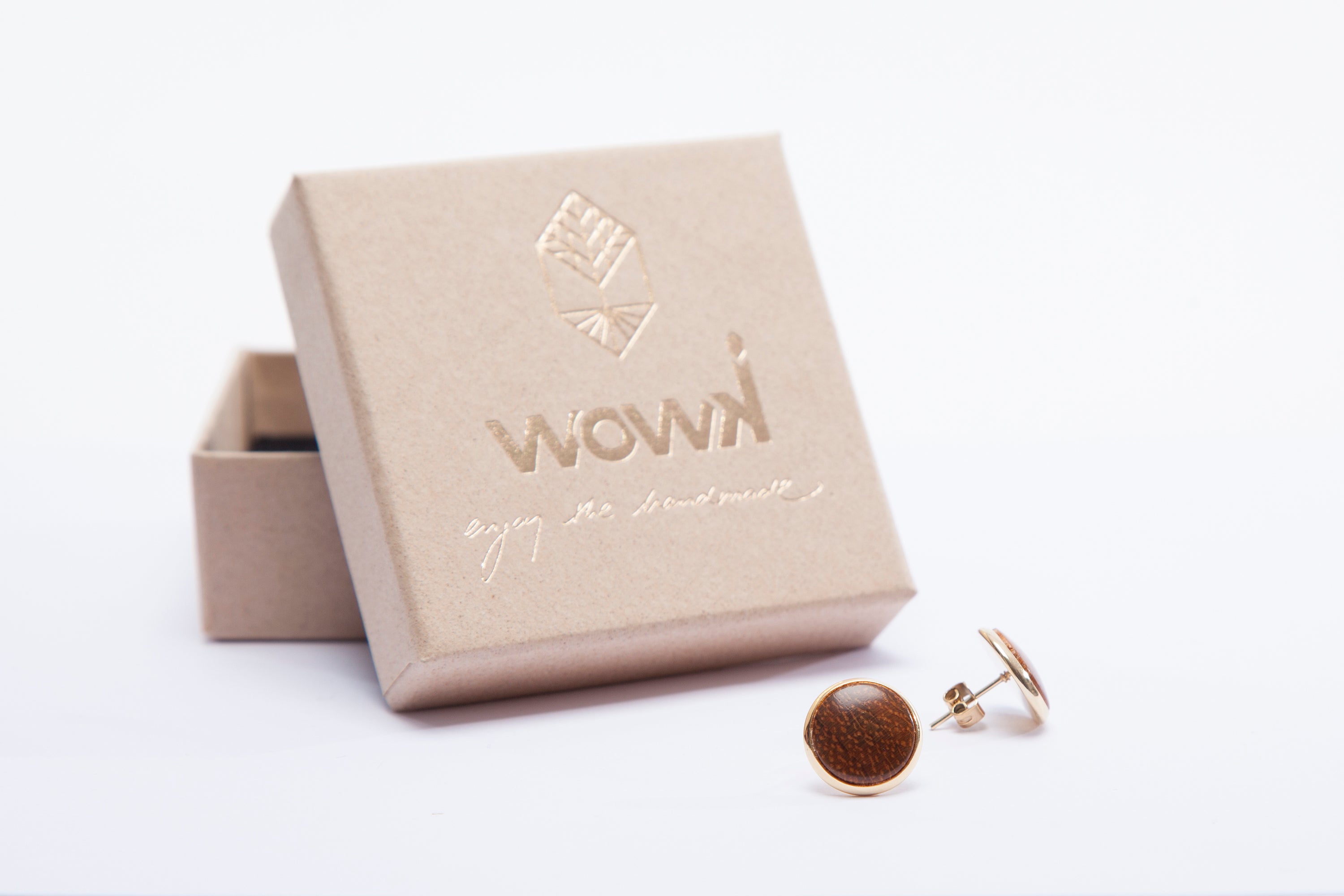 Ohrringe Gold mit Teakholz von wowki