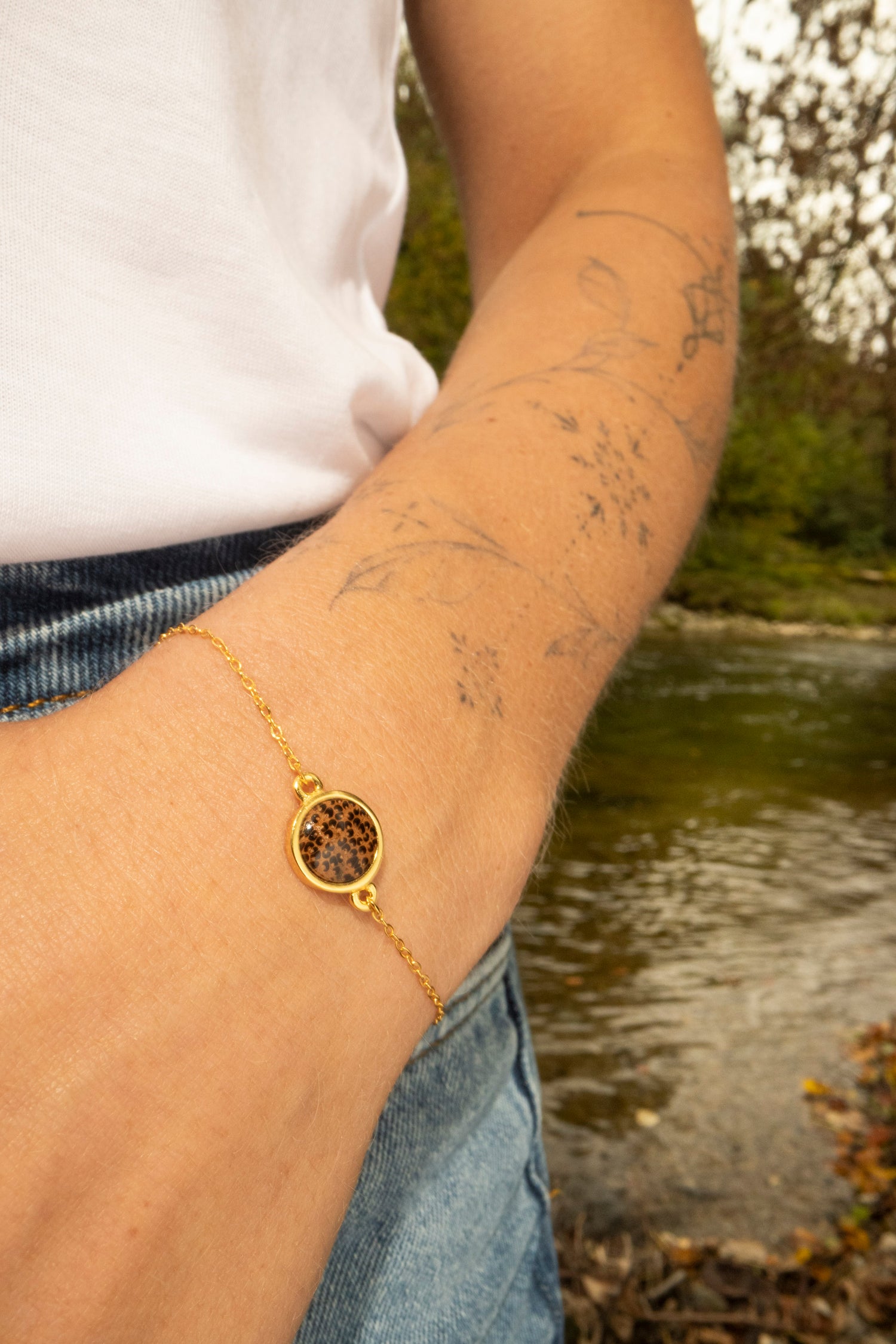 Armband mit Hellem Palmenholz in 925 Silber (einfach) von wowki