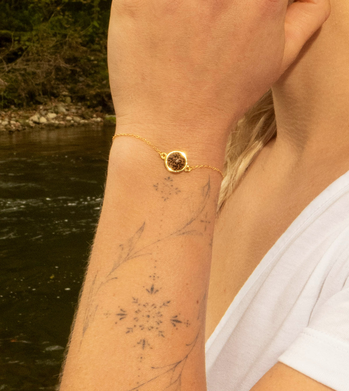 Armband mit Hellem Palmenholz in 925 Silber (einfach) von wowki