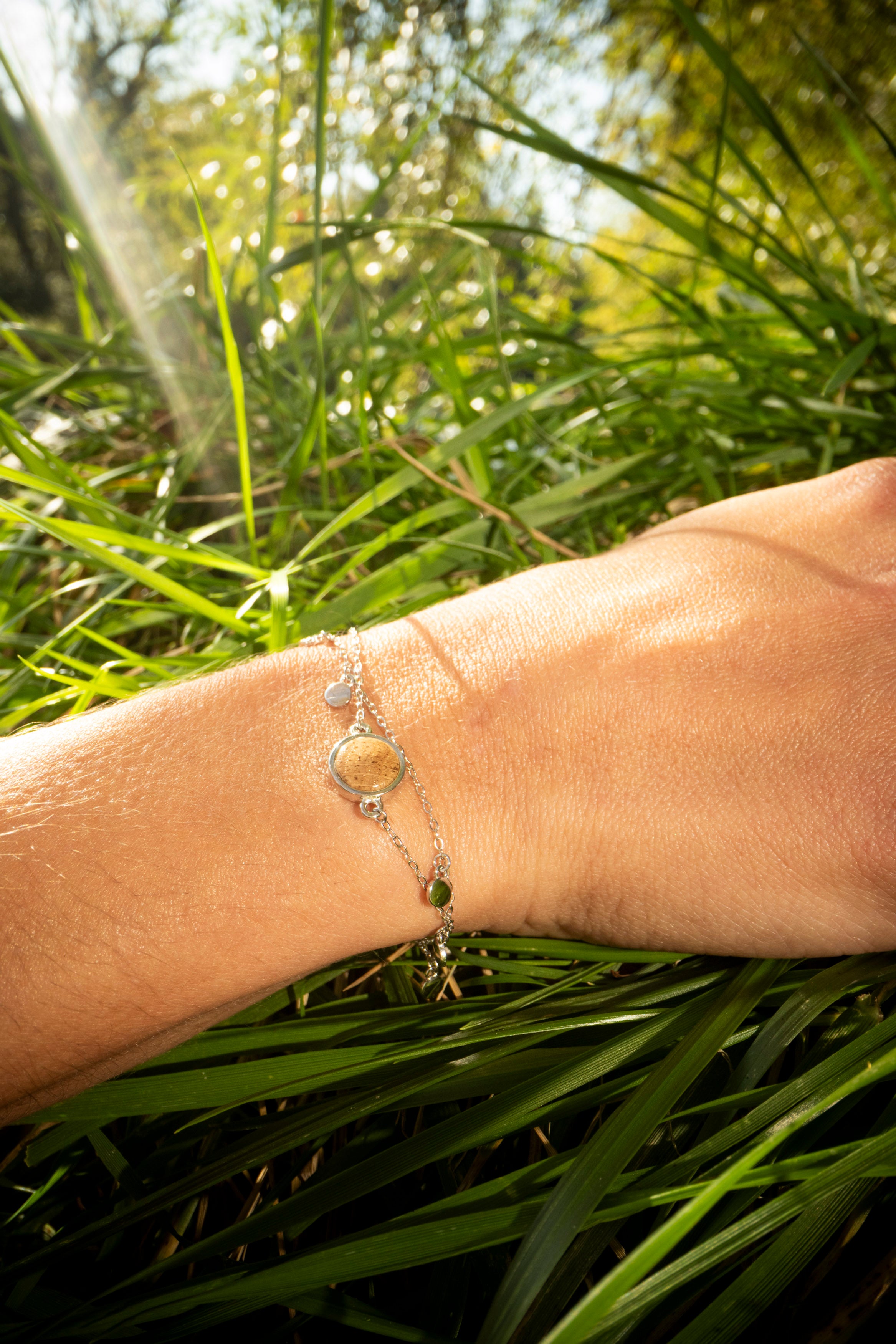 Armband mit Eichenholz in 925 Silber (doppelt) von wowki