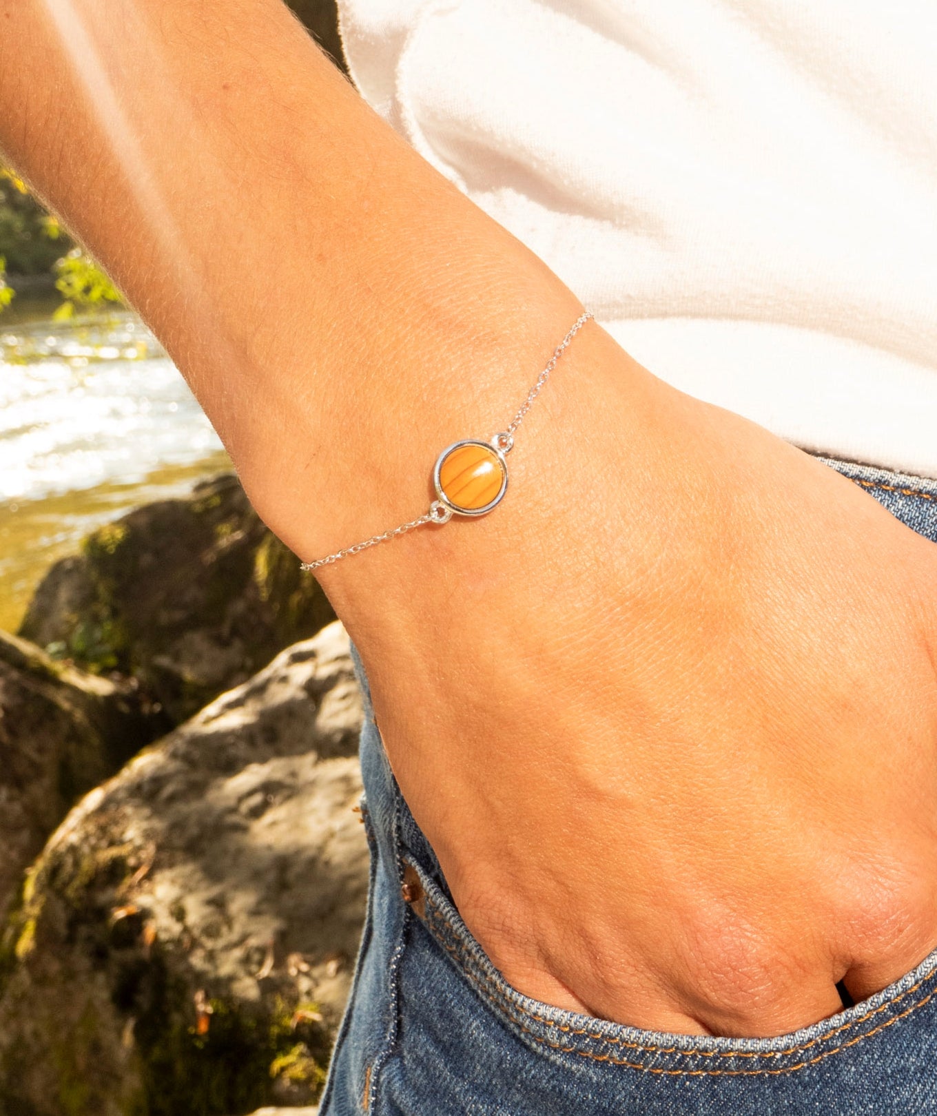 Armband mit Eibenholz in 925 Silber (einfach) von wowki