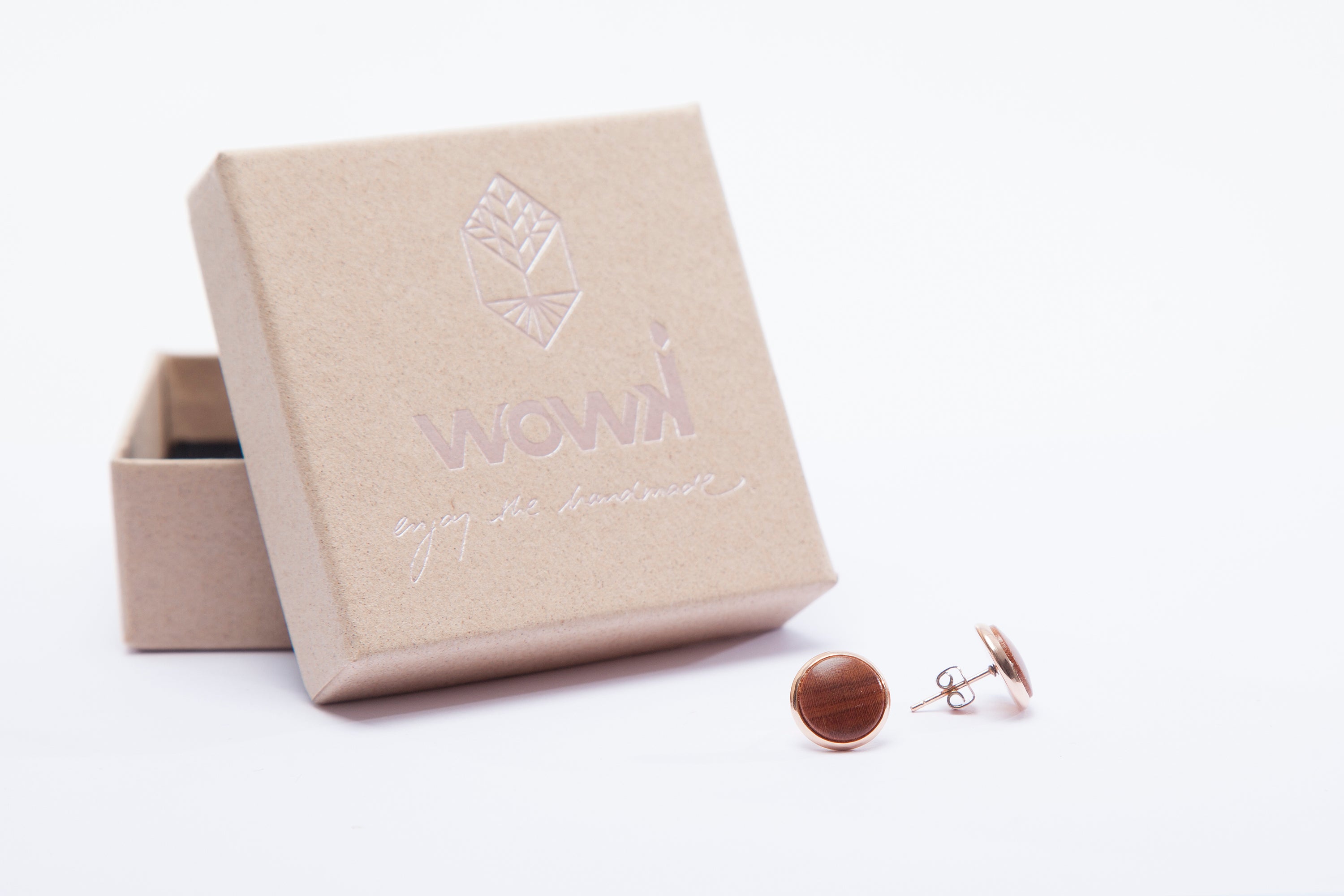 Ohrringe Roségold mit Pflaumenholz von wowki
